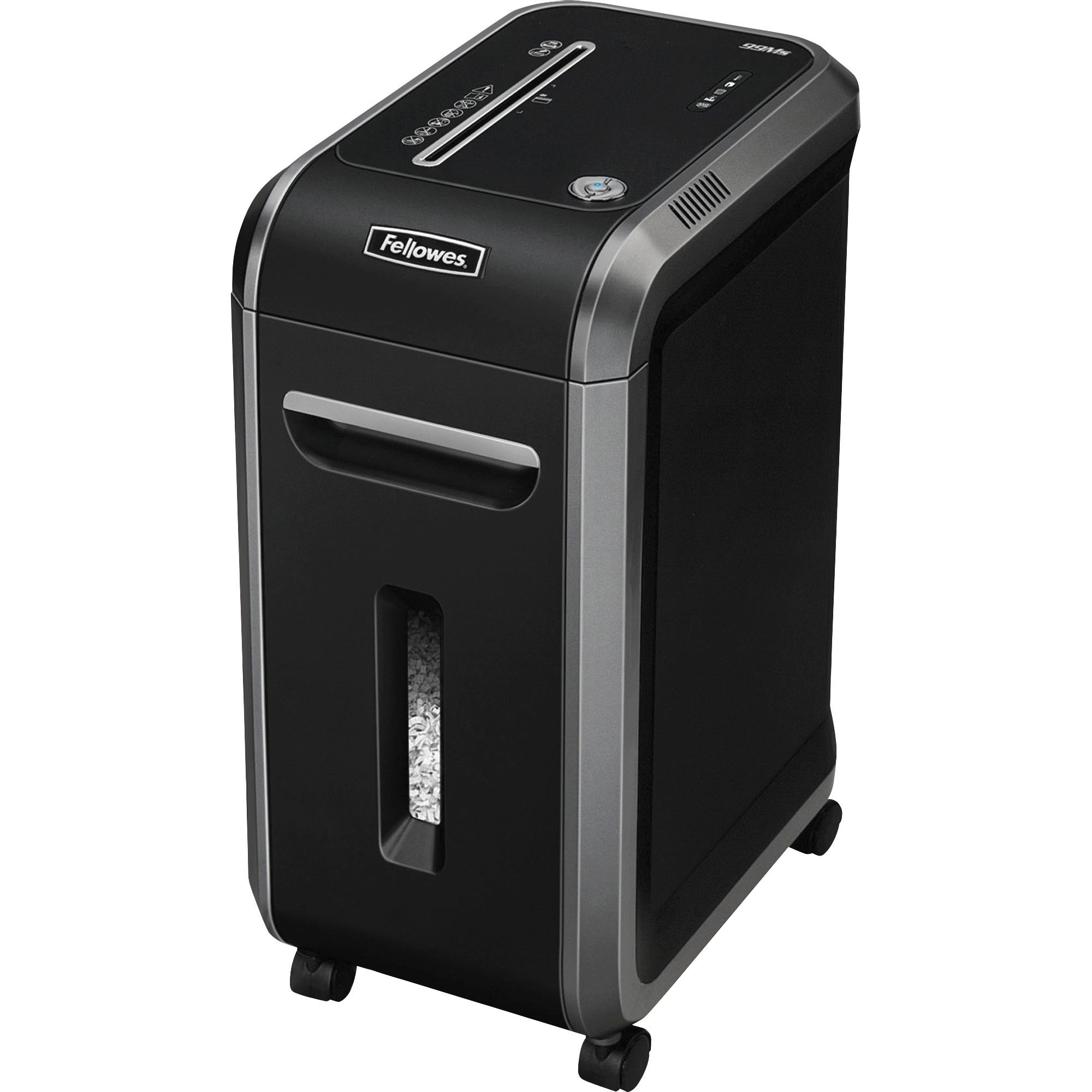 Non-continuous Shredder - Micro Cut - 14 Per Pass - for shredding Staples, Credit Card, Paper - 0.078" x 0.563" Shred Size - P-5 - 11 ft/min - 9" Throat - 20 Minute Run Time - 40 Minute Cool Down Time - 9 gal Wastebin Capacity - Black, Silver