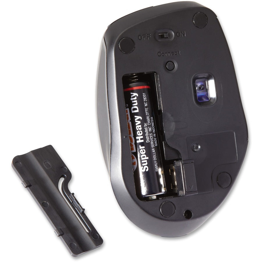 Verbatim Wireless Multi-trac LED Optical Mouse - Blue Optical - Wireless - Radio Frequency - 2.40 GHz - Black - USB 2.0 - Scroll Wheel - 3 Button(s) - 1 x AA Battery Supported - 1 Each