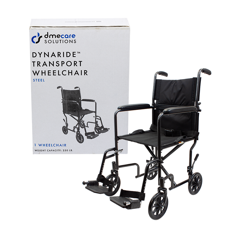 DynaRide Transport Wheelchair - 19" x 16" w/ Fixed Full Arm, 1 Quantity per Case