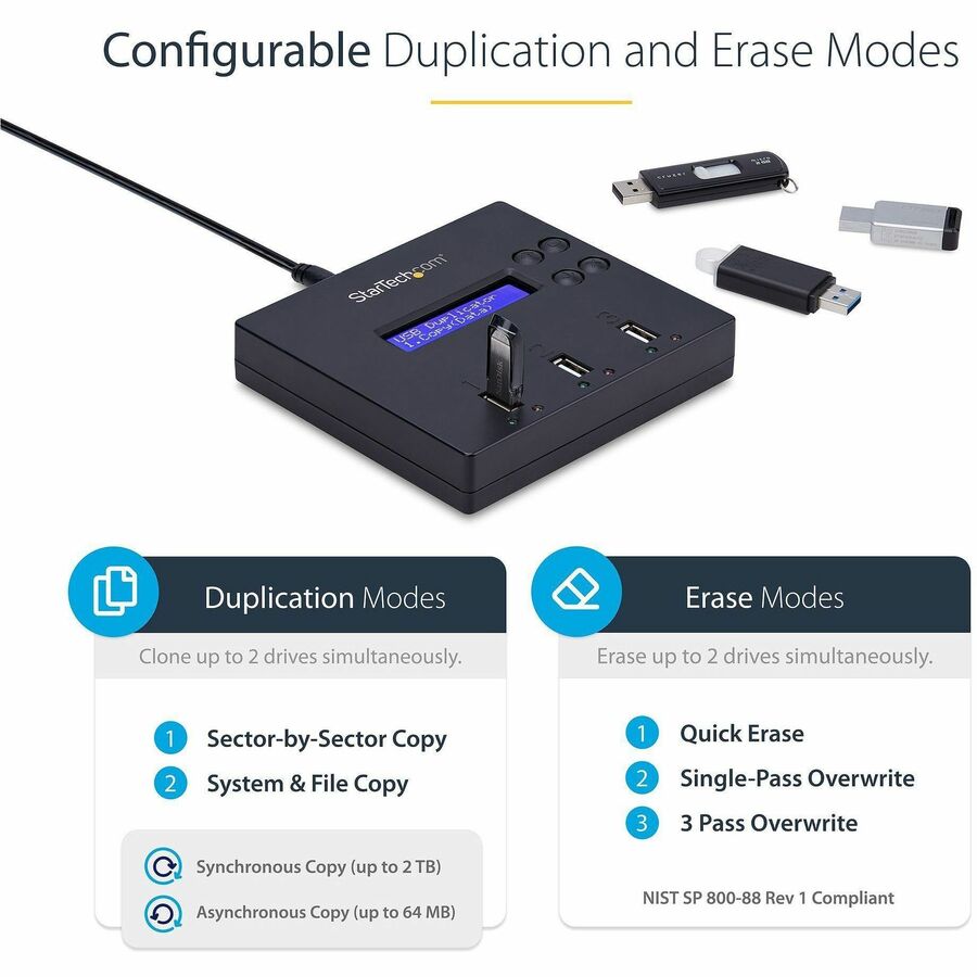 StarTech.com 1:2 Standalone USB 2.0 Flash Drive Duplicator and Eraser - Flash Drive Copier