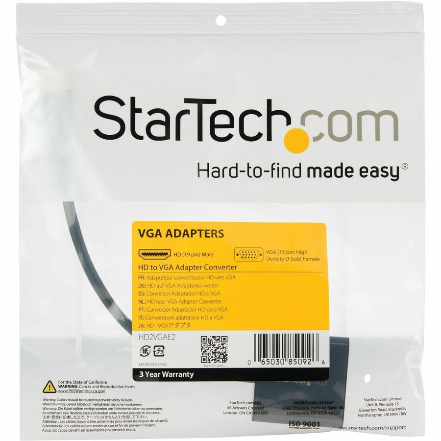 StarTech.com HDMI to VGA Adapter Converter for Desktop PC / Laptop / Ultrabook - 1920x1080