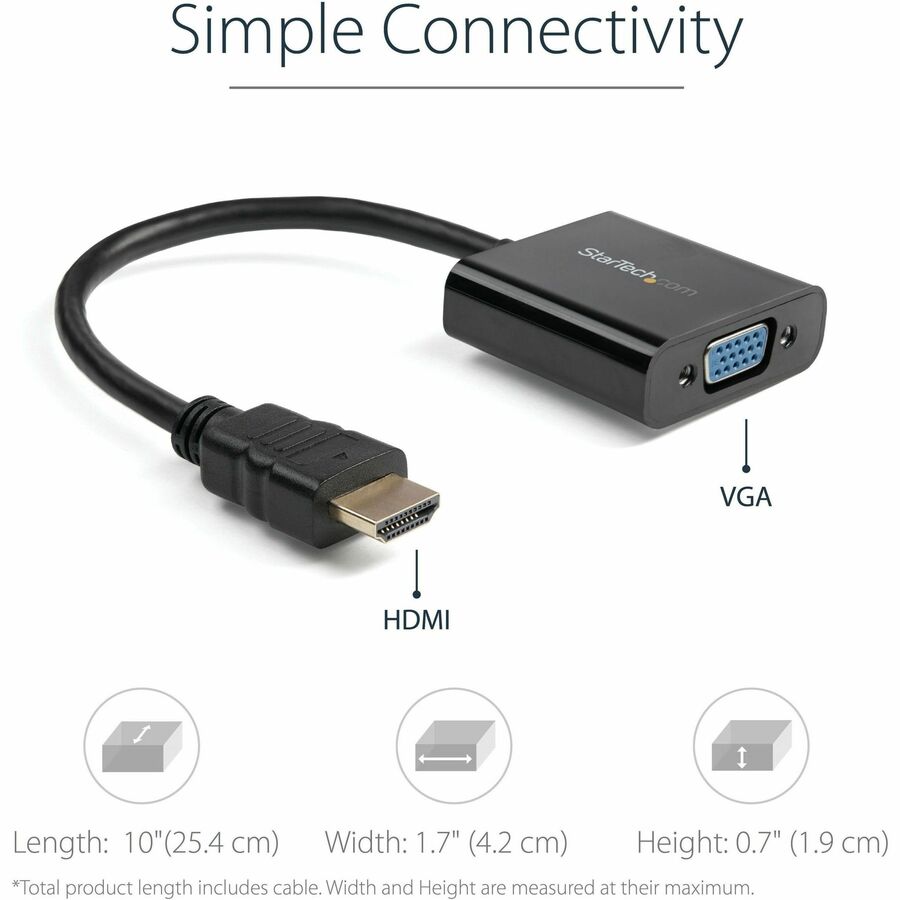 StarTech.com HDMI to VGA Adapter Converter for Desktop PC / Laptop / Ultrabook - 1920x1080