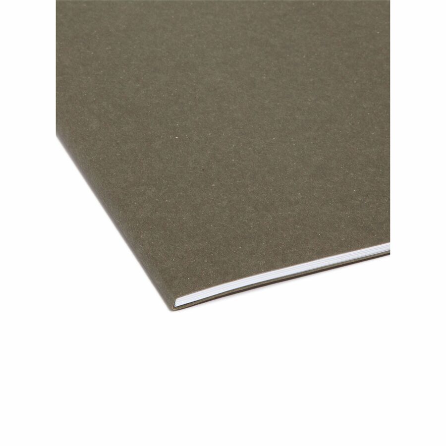 Smead FasTab 1/3 Tab Cut Letter Recycled Hanging Folder - 8 1/2" x 11" - Top Tab Location - Assorted Tab Position - 11 pt. - Standard Green - Reinforced Tab - 100% Paper Recycled - 20 / Box