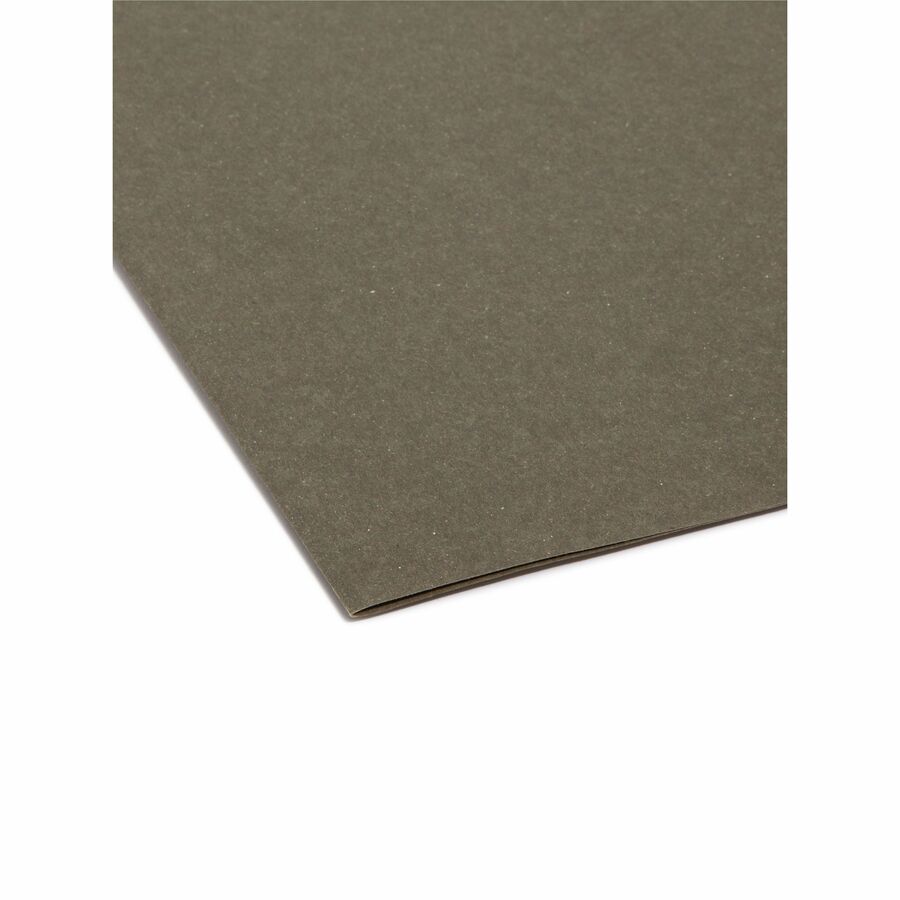 Smead FasTab 1/3 Tab Cut Letter Recycled Hanging Folder - 8 1/2" x 11" - Top Tab Location - Assorted Tab Position - 11 pt. - Standard Green - Reinforced Tab - 100% Paper Recycled - 20 / Box