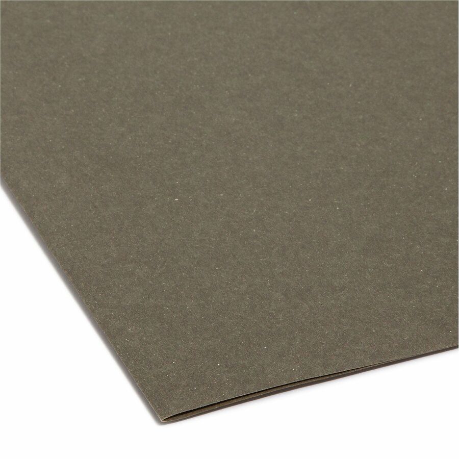 Smead FasTab 1/3 Tab Cut Letter Recycled Hanging Folder - 8 1/2" x 11" - Top Tab Location - Assorted Tab Position - 11 pt. - Standard Green - Reinforced Tab - 100% Paper Recycled - 20 / Box