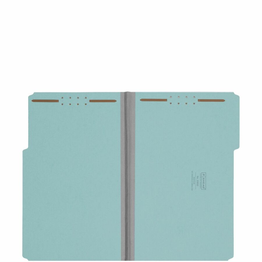 Smead 1/3 Tab Cut Legal Recycled Fastener Folder - 9 1/2" x 14 5/8" - 1" Expansion - 2 x 2K Fastener(s) - Folder - Assorted Tab Position - 1 Plys - Pressboard - Blue - 100% Recycled - 25 / Box