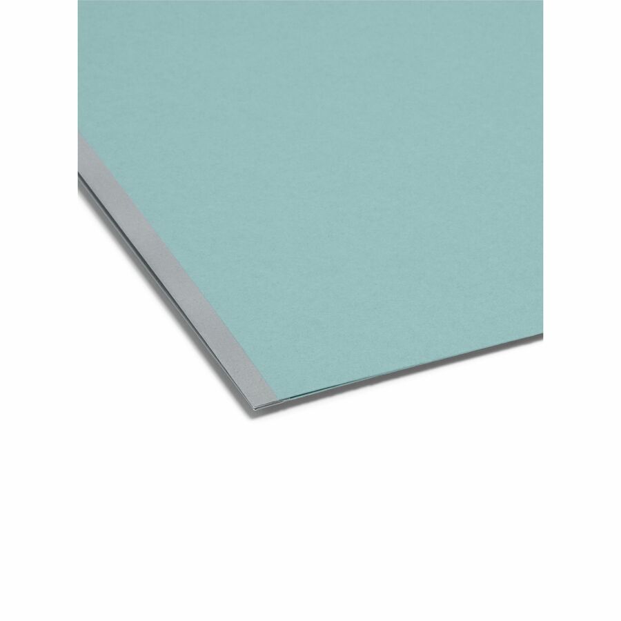 Smead 1/3 Tab Cut Legal Recycled Fastener Folder - 9 1/2" x 14 5/8" - 2" Expansion - 2 x 2K Fastener(s) - Folder - Assorted Tab Position - 1 Plys - Pressboard - Blue - 100% Recycled - 25 / Box