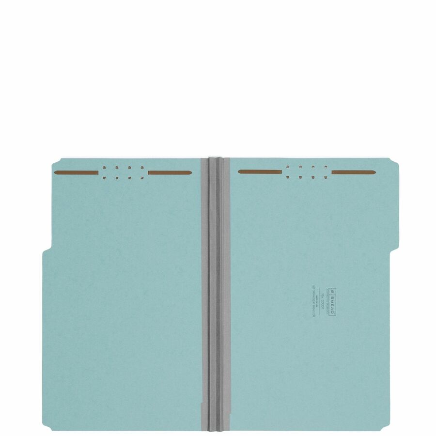 Smead 1/3 Tab Cut Legal Recycled Fastener Folder - 9 1/2" x 14 5/8" - 2" Expansion - 2 x 2K Fastener(s) - Folder - Assorted Tab Position - 1 Plys - Pressboard - Blue - 100% Recycled - 25 / Box
