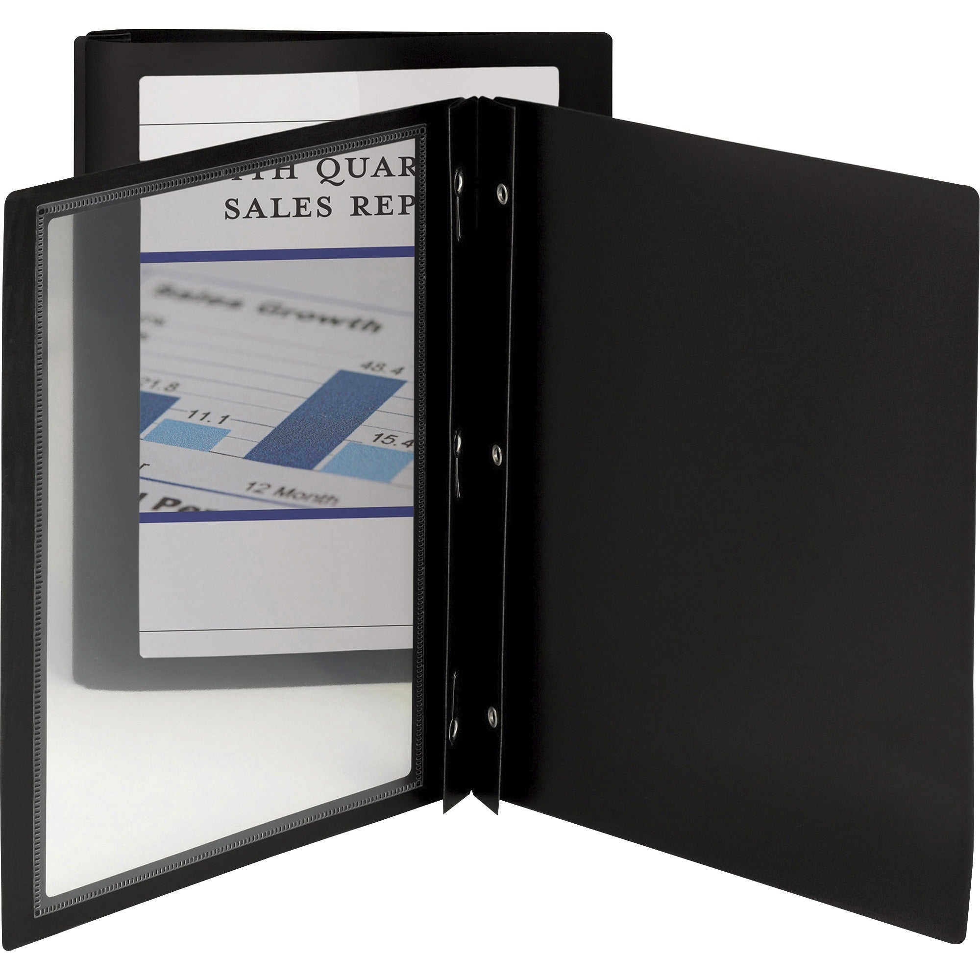 Smead Letter Report Cover - 8 1/2" x 11" - 80 Sheets Capacity - 3 x Tang Fastener(s) - Polypropylene - Black - 5/Pack - 10 / Carton