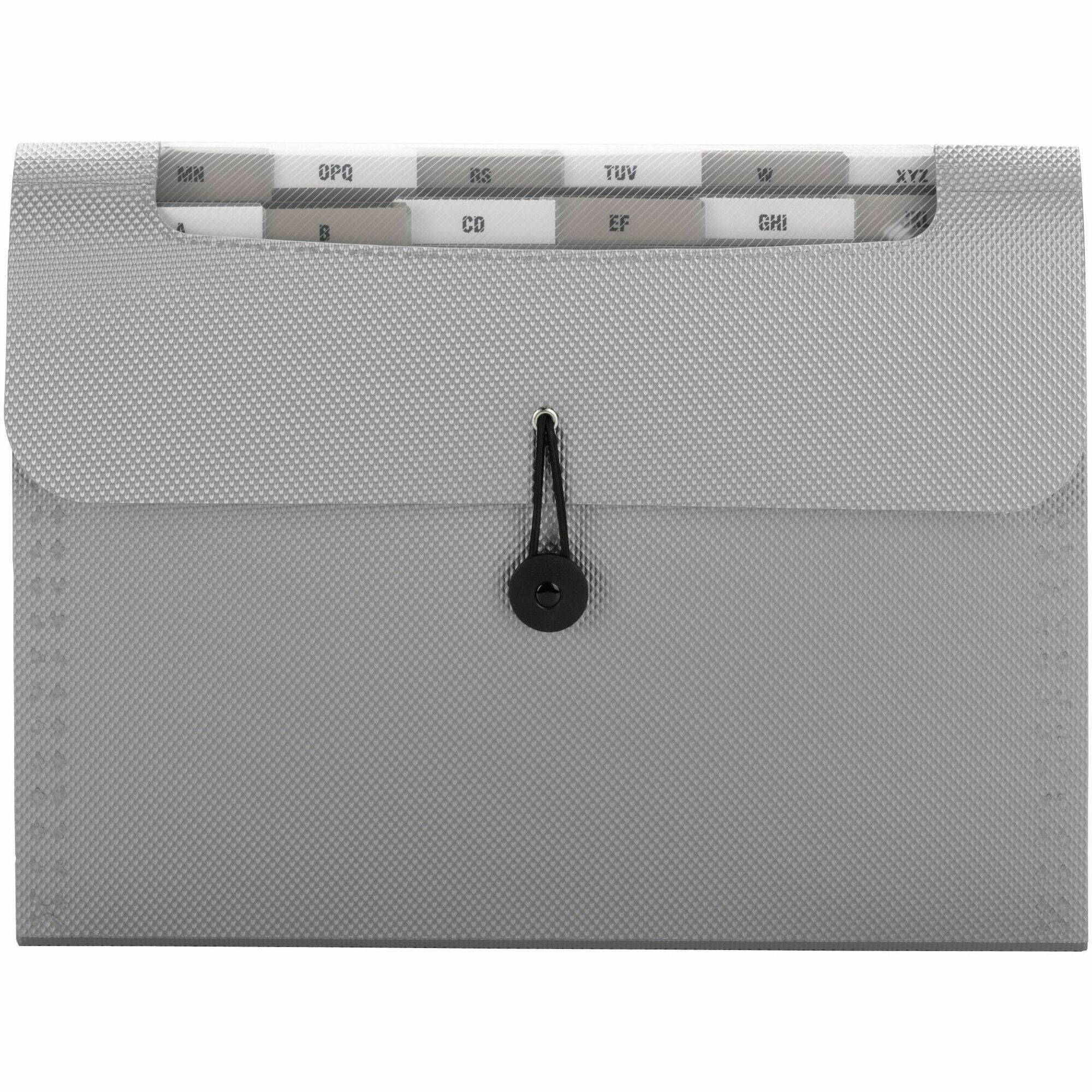 Smead Letter Expanding File - 8 1/2" x 11" - 12 Pocket(s) - Assorted Tab Position - 12 Divider(s) - Polypropylene - Silver - 12 / Carton