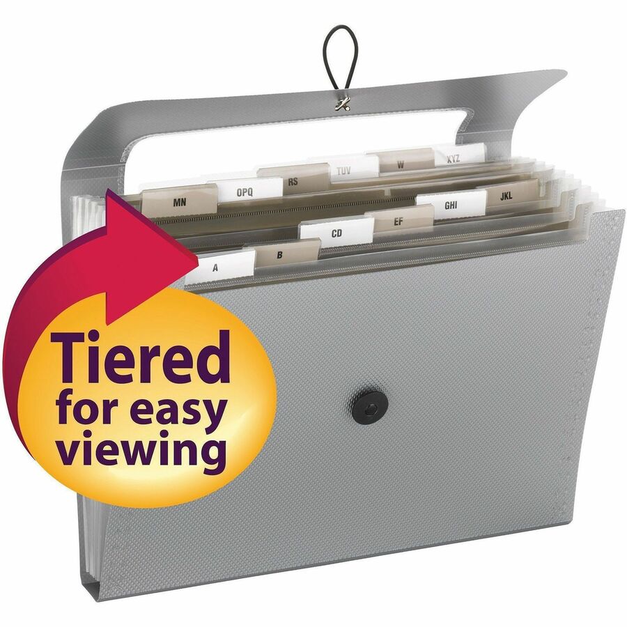 Smead Letter Expanding File - 8 1/2" x 11" - 12 Pocket(s) - Assorted Tab Position - 12 Divider(s) - Polypropylene - Silver - 12 / Carton