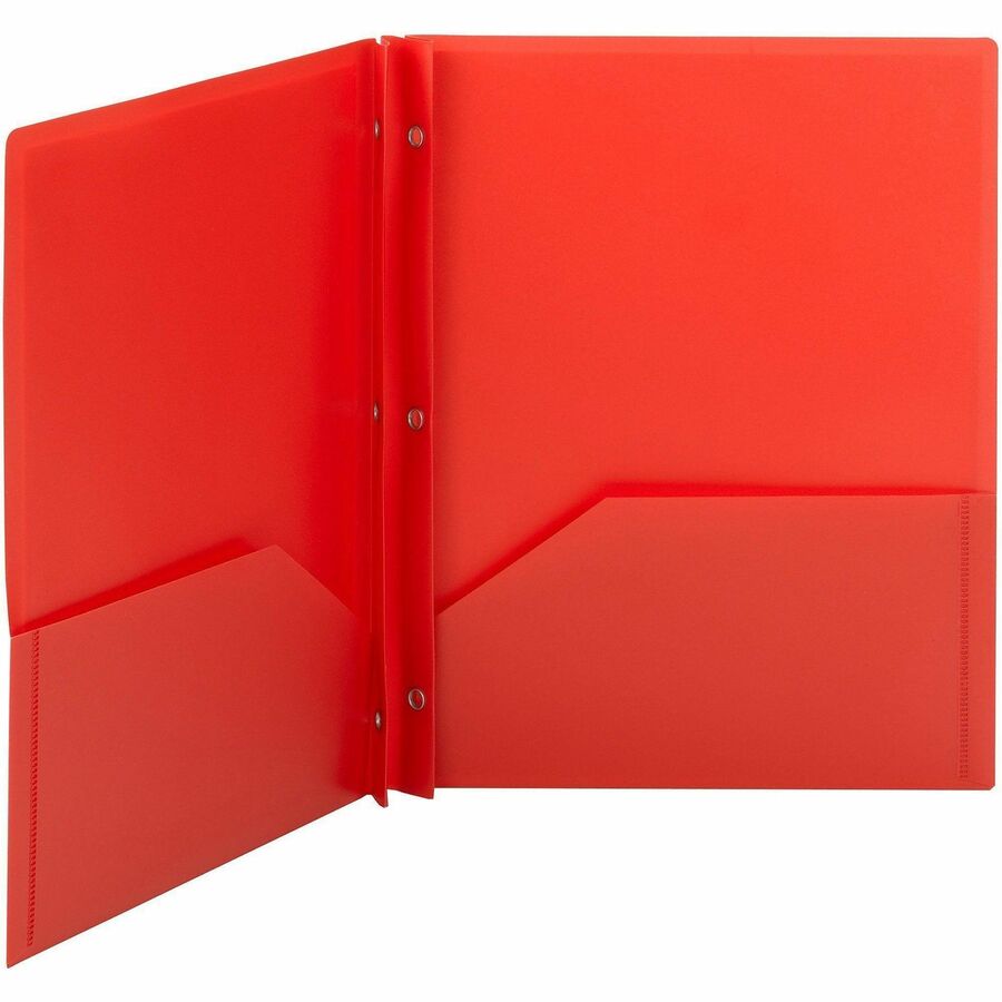 Smead Letter Pocket Folder - 8 1/2" x 11" - 80 Sheets Capacity - Double Tang Fastener(s) - 2 Pocket(s) - Polypropylene - Red - 25/Box - 25 / Box