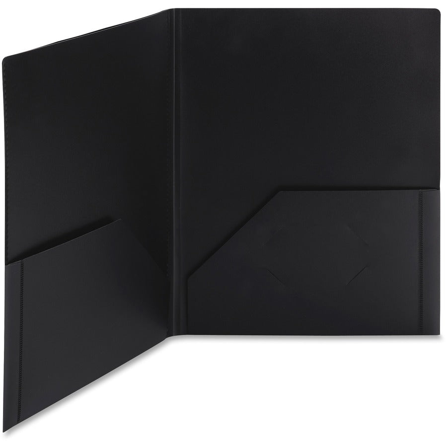Smead Letter Pocket Folder - 8 1/2" x 11" - 50 Sheets Capacity - 2 Pocket(s) - Polypropylene - Black - 5 / Pack