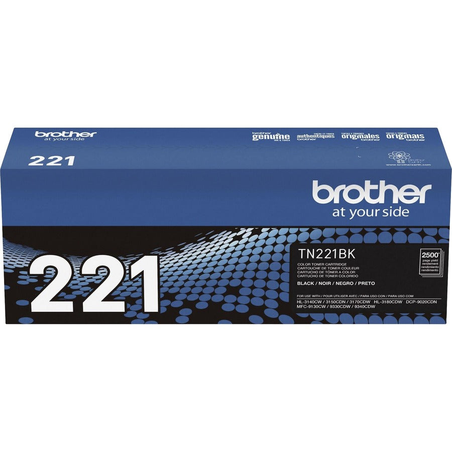 Brother TN221BK Original Standard Yield Laser Toner Cartridge - Black - 1 Each