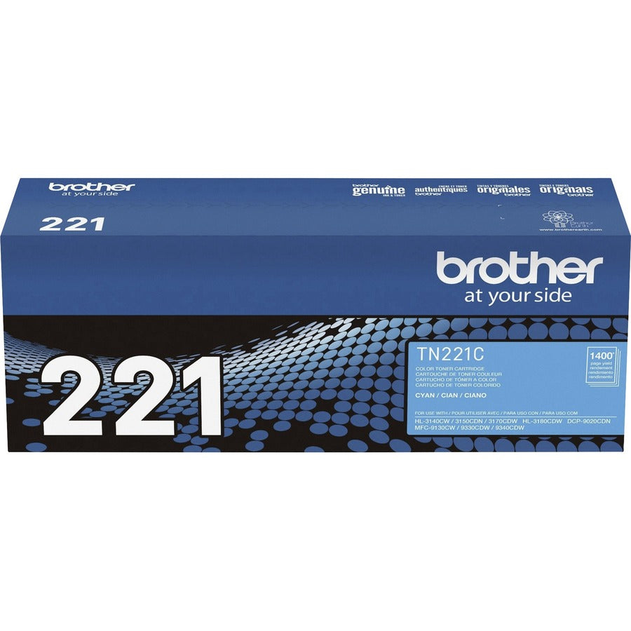 Brother TN221C Original Standard Yield Laser Toner Cartridge - Cyan - 1 Each