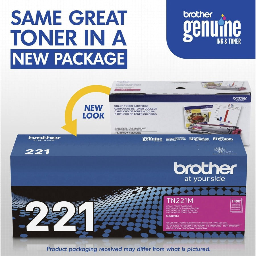 Brother TN221M Original Standard Yield Laser Toner Cartridge - Magenta - 1 Each