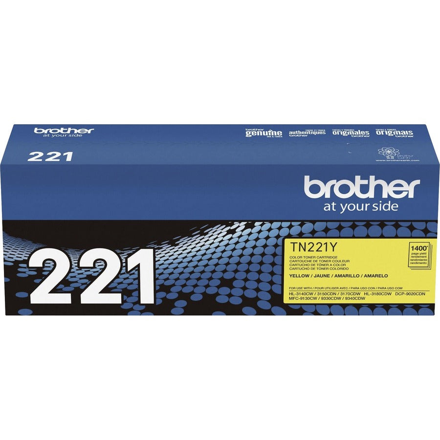 Brother TN221Y Original Standard Yield Laser Toner Cartridge - Yellow - 1 Each