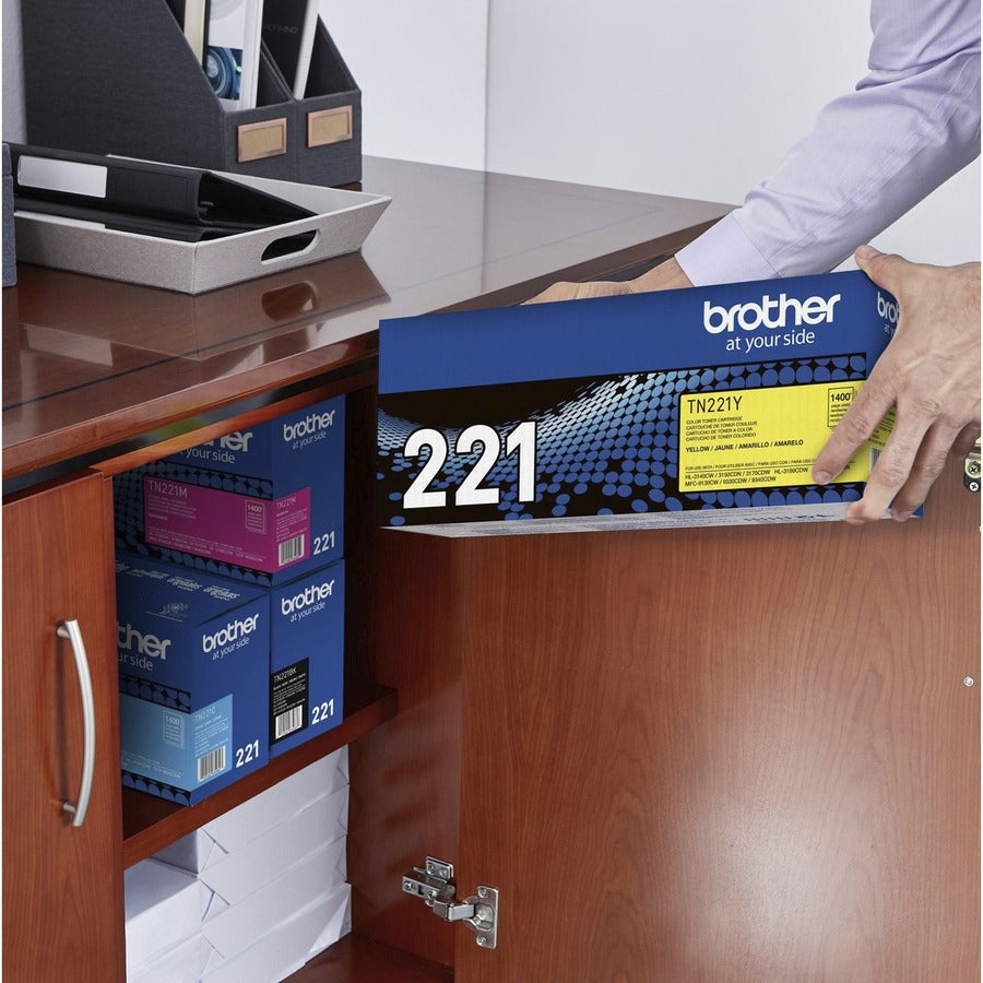 Brother TN221Y Original Standard Yield Laser Toner Cartridge - Yellow - 1 Each