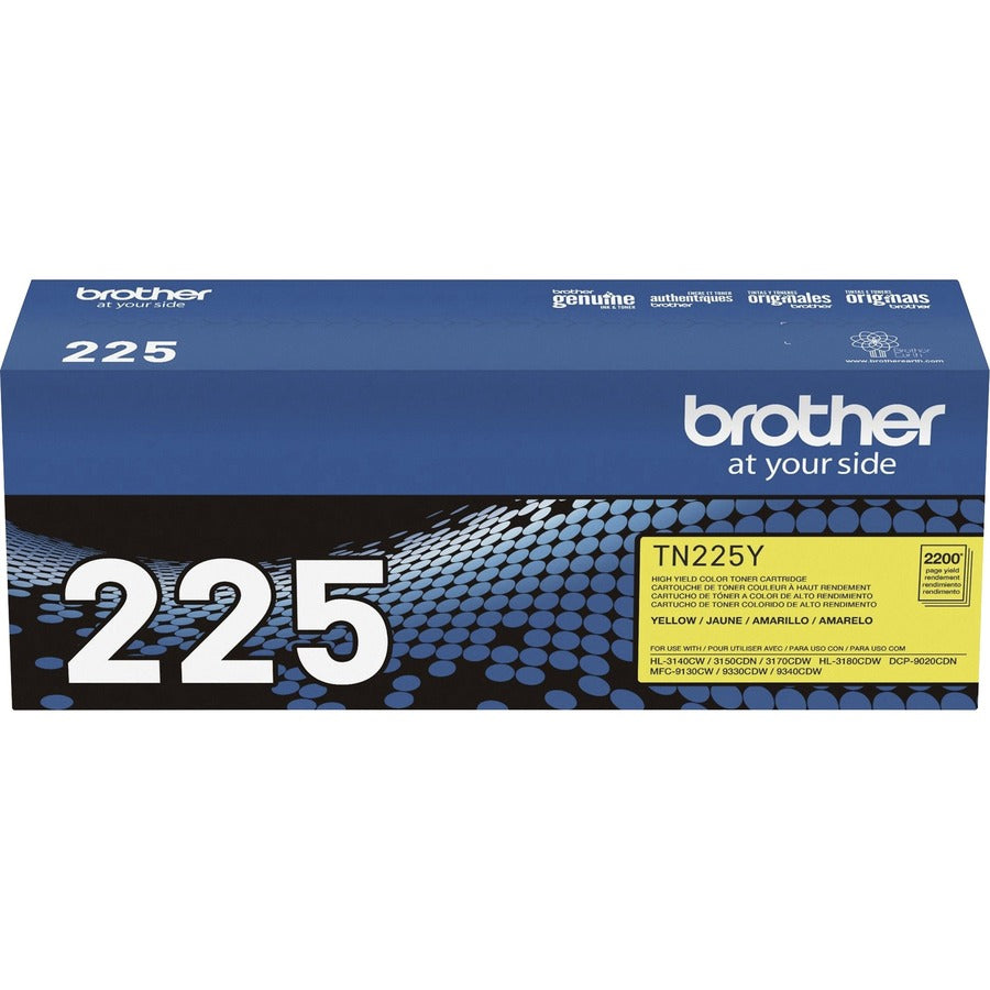 Brother TN225Y Original High Yield Laser Toner Cartridge - Yellow - 1 Each