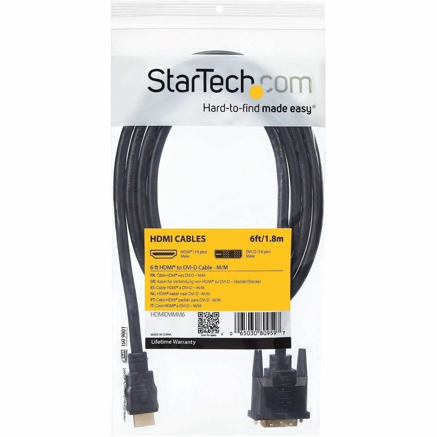 StarTech.com 6 ft HDMI to DVI-D Cable - M/M