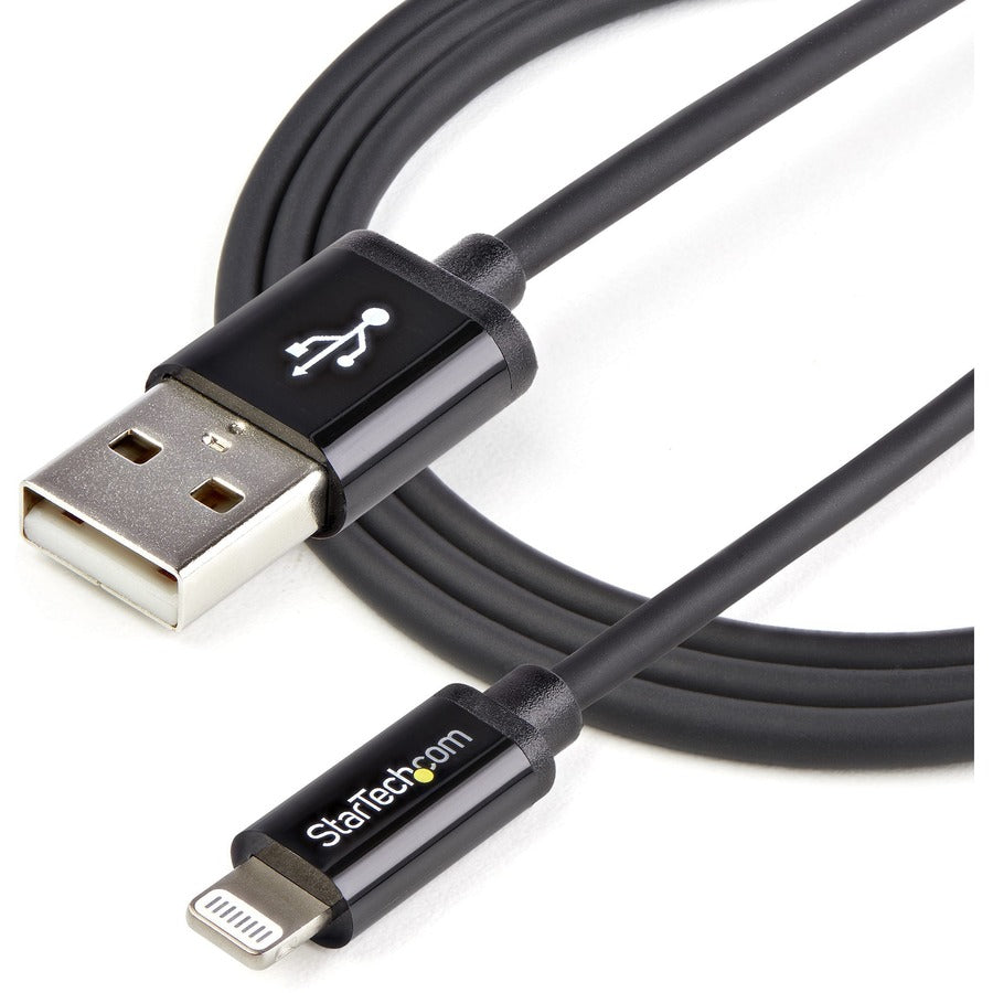 StarTech.com 3.28 ft Lightning to USB Type-A Data Transfer Cable, MFI Certified, Black, 1 Each