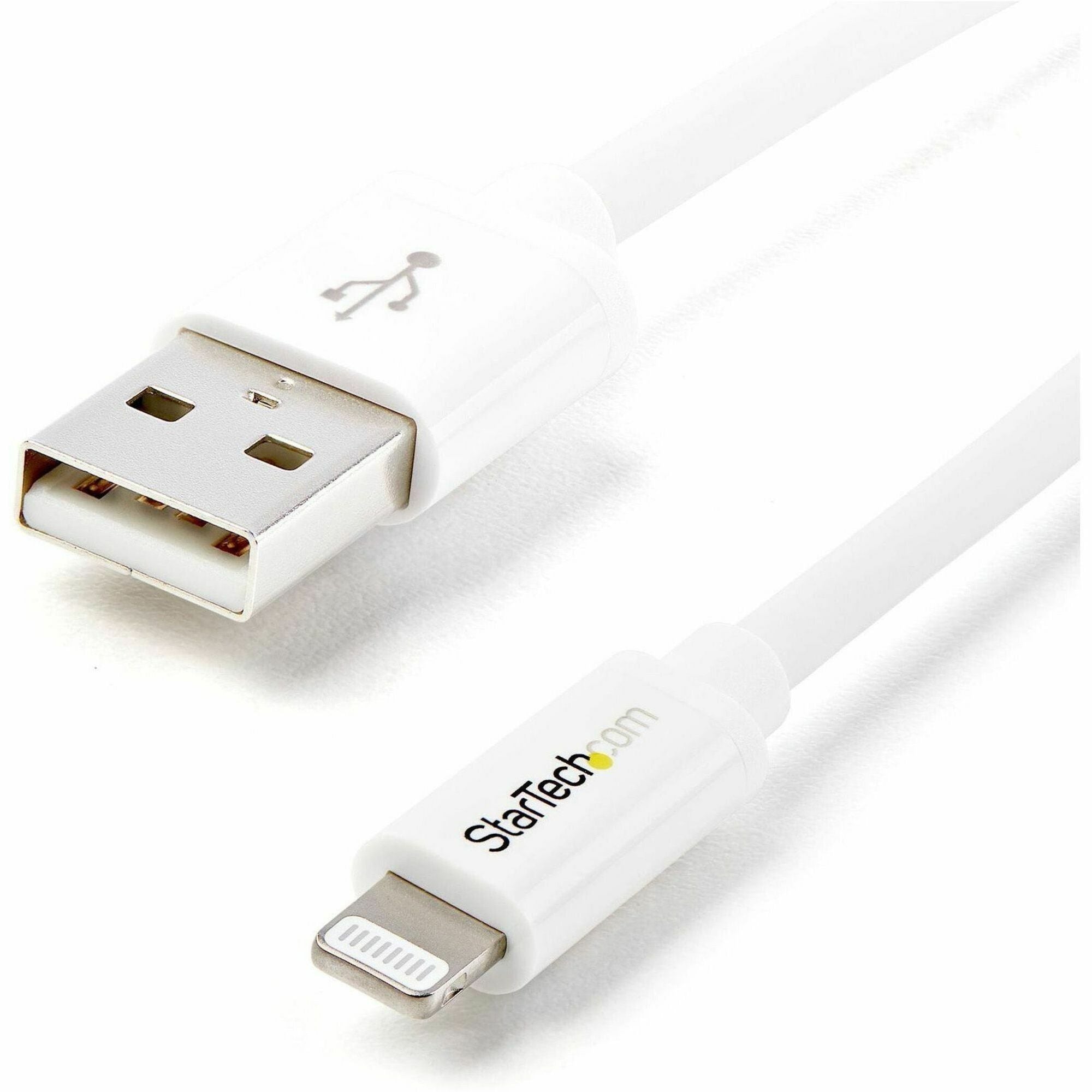 StarTech.com 3.28 ft Lightning to USB Type A Cable, MFI Certified, Nickel Plated, Shielded, White, 1 Each