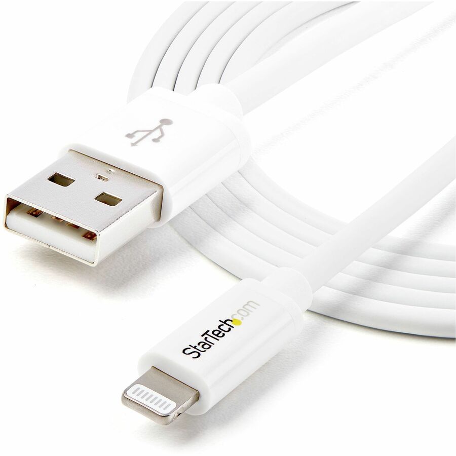 StarTech.com 6.56 ft Lightning to USB Type A Data Transfer Cable, 8-pin to 4-pin, MFI Certified, Shielded, White, 1 Each