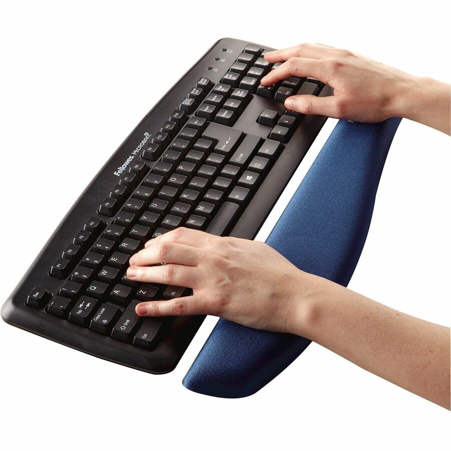 Fellowes PlushTouch Microban Keyboard Wrist Rest - 1" Height x 18.13" Width x 3.19" Depth - Blue - Foam - Wear Resistant, Tear Resistant, Skid Proof - 1 Each
