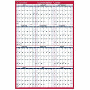Julian Dates - Yearly - July 2025 to June 2026 - 48" x 32" Sheet Size - 1.63" x 1.63" , 1.25" x 1.88" Block - Red, White, Blue - 32" Height x 48" Width - Erasable, Reversible, Write on/Wipe off - 1 Each
