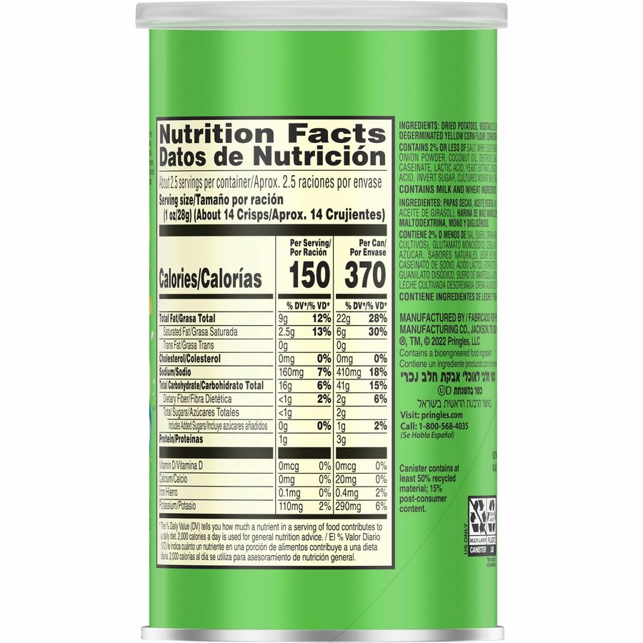 Sour Cream, Onion - 1 Serving Can - 2.50 oz Can - 12 / Carton