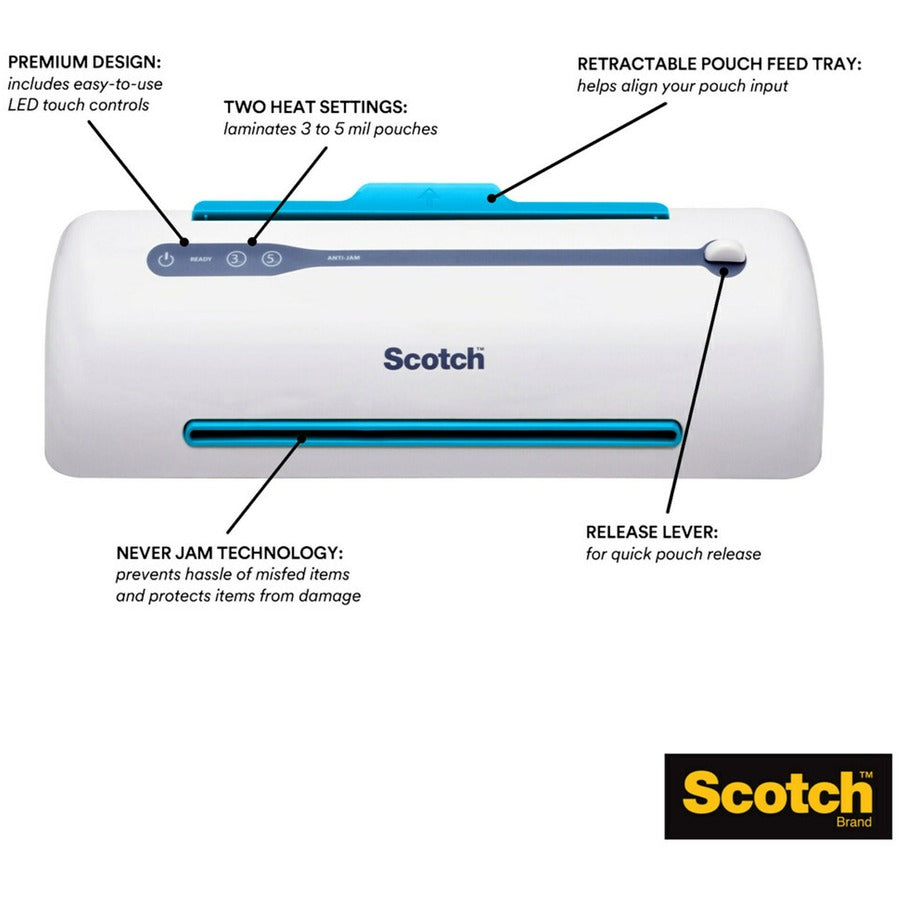 9" Lamination Width - 5 mil Lamination Thickness - 4" Height x 15.7" Width x 4" Depth