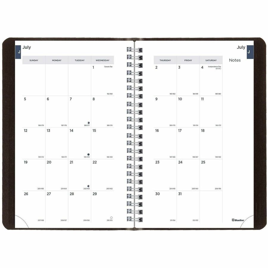 Julian Dates - Weekly - July 2025 to July 2026 - 1 Week Double Page Layout - 5" x 8" Sheet Size - Twin Wire - Black - Soft Cover, Tear-off - 1 Each