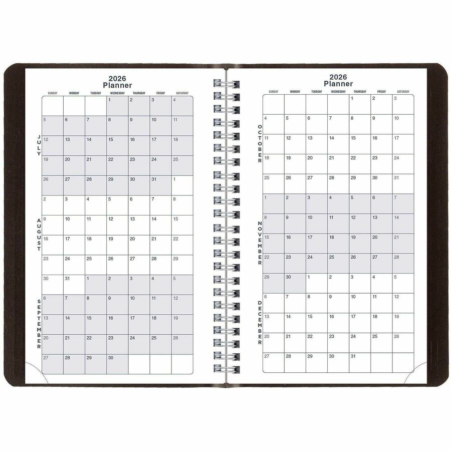 Julian Dates - Weekly - July 2025 to July 2026 - 1 Week Double Page Layout - 5" x 8" Sheet Size - Twin Wire - Black - Soft Cover, Tear-off - 1 Each