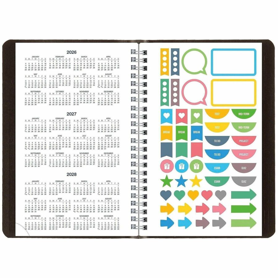 Julian Dates - Weekly - July 2025 to July 2026 - 1 Week Double Page Layout - 5" x 8" Sheet Size - Twin Wire - Black - Soft Cover, Tear-off - 1 Each