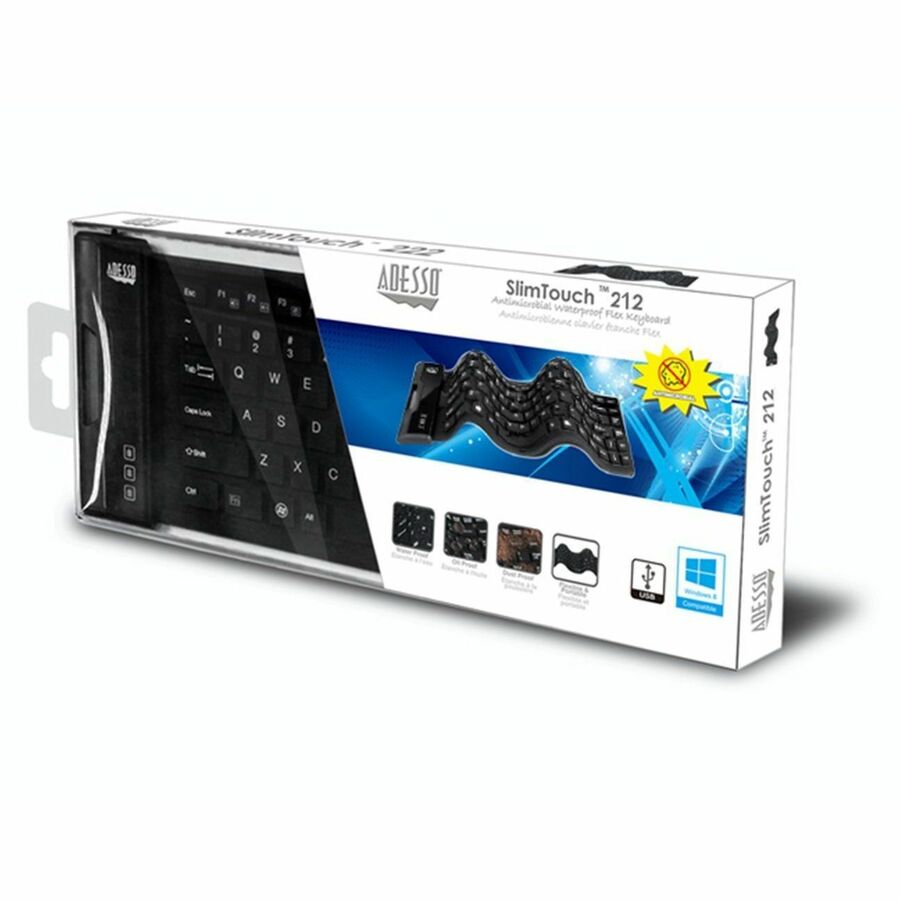 Adesso Antimicrobial Waterproof Flex Keyboard (Mini Size)