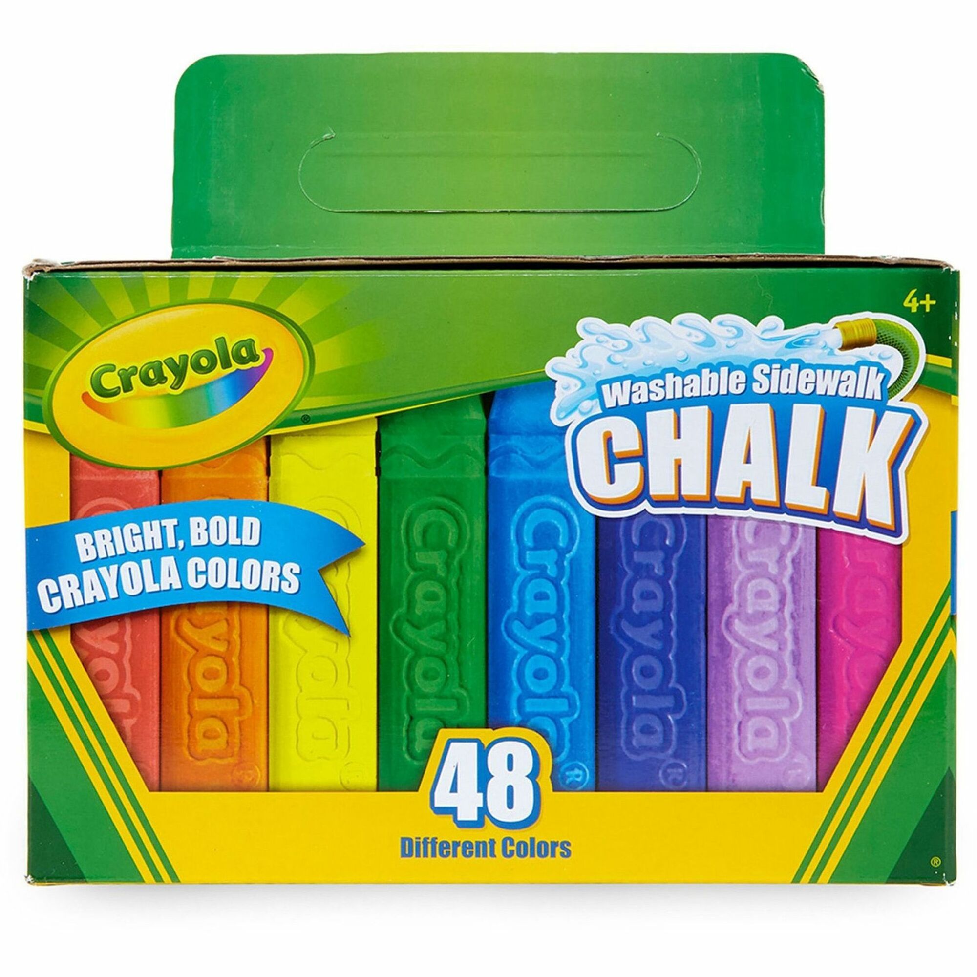 Crayola Washable Sidewalk Chalk - 4" Length x 0.9" Diameter - Assorted - Roll Stop, Washable - 1 Box
