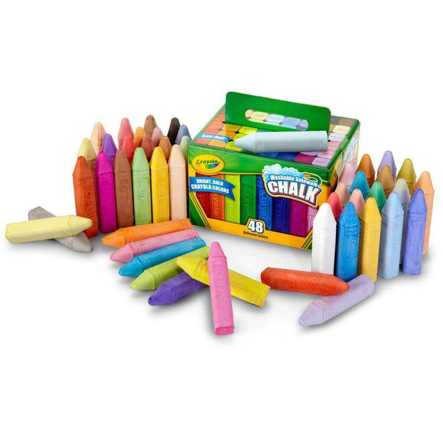 Crayola Washable Sidewalk Chalk - 4" Length x 0.9" Diameter - Assorted - Roll Stop, Washable - 1 Box