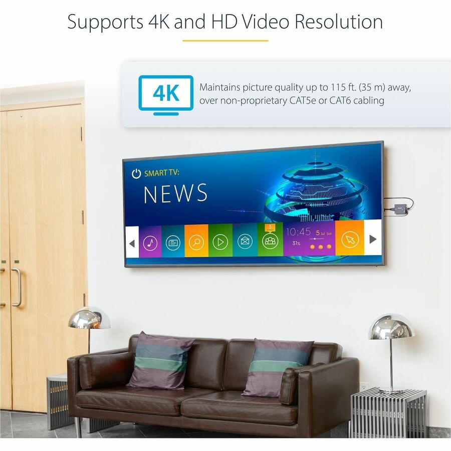 StarTech.com HDMI over CAT5 HDBaseT Extender - Power over Cable - Ultra HD 4K