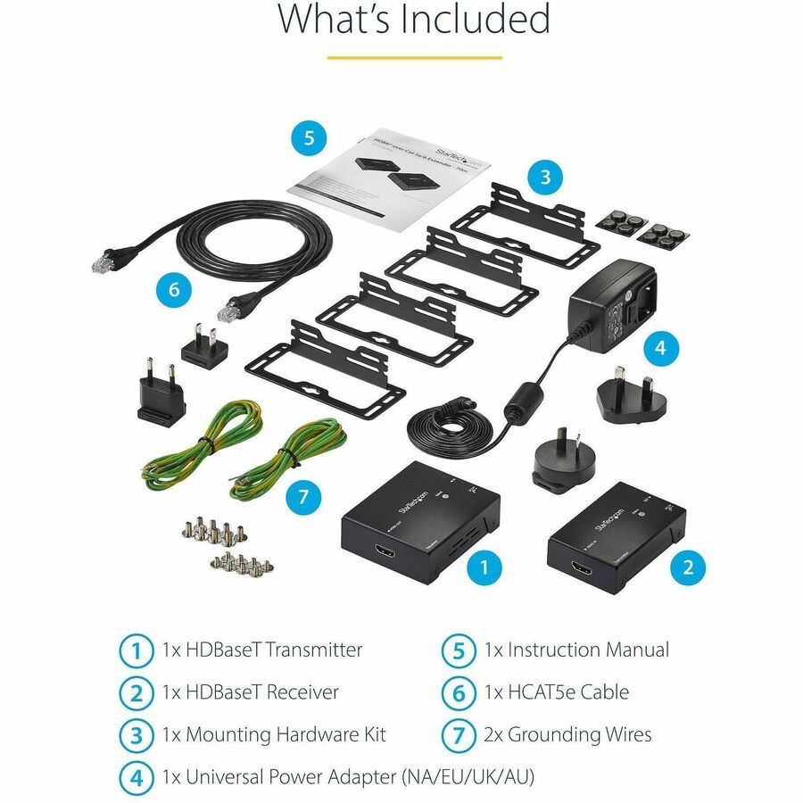 StarTech.com HDMI over CAT5 HDBaseT Extender - Power over Cable - Ultra HD 4K