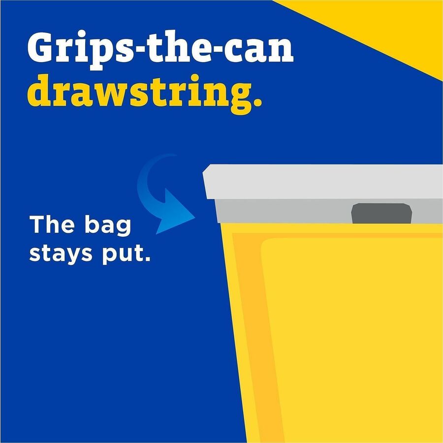 Glad ForceFlex Tall Kitchen Drawstring Trash Bags - 13 gal Capacity - 27" Length x 24" Width x 0.72 mil (18 Micron) Thickness - Drawstring Closure - White - Plastic - Kitchen, Office, Day Care, Restaurant, School - 1 Box