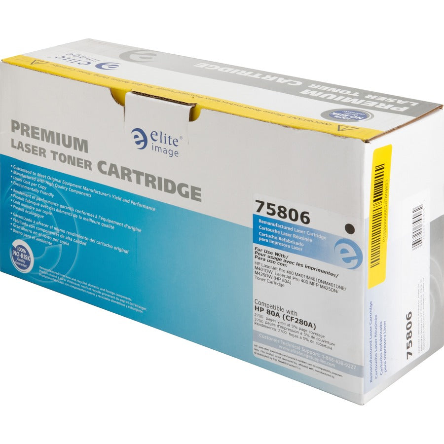 Elite Image Remanufactured Laser Toner Cartridge 80A (CF280A) - Black - 1 Each