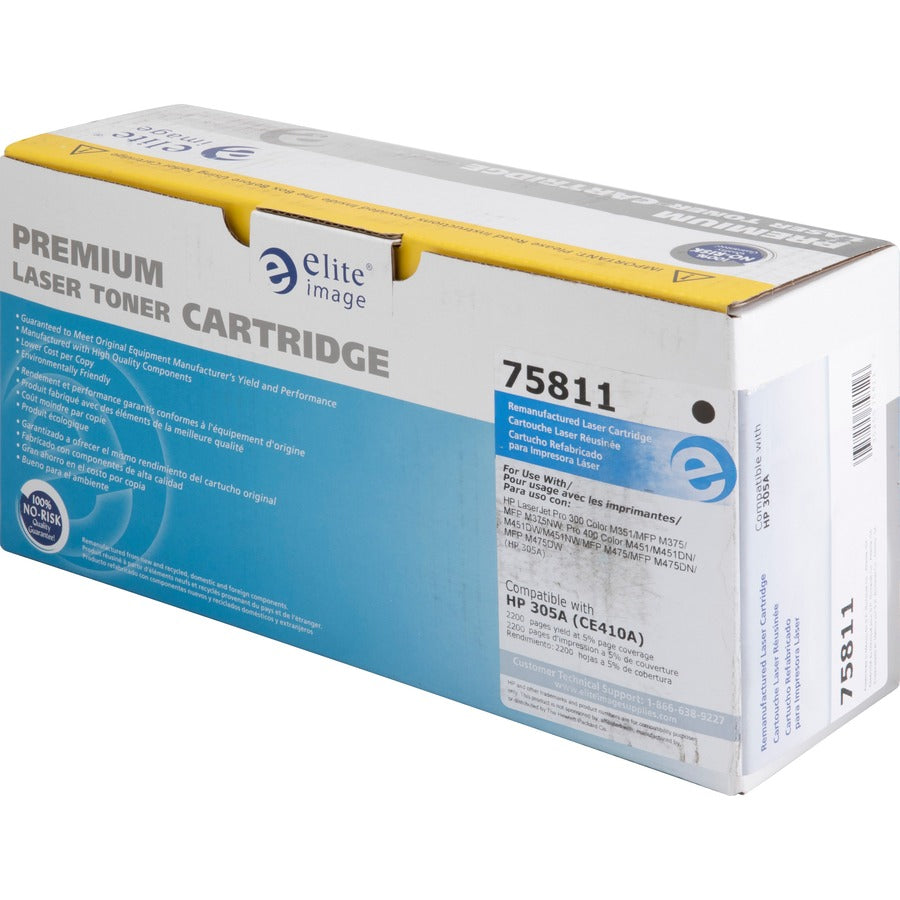 Elite Image Remanufactured Laser Toner Cartridge 305A (CE410A) - Black - 1 Each