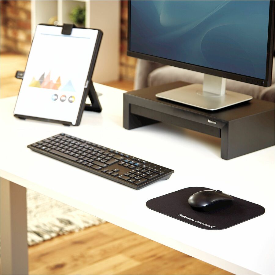 Fellowes Microban Mouse Pad - 8" Height x 9" Width x 0.13" Depth - Black - Rubber - Tear Resistant, Wear Resistant, Skid Proof - 1 Each - TAA Compliant