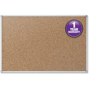 Mead Classic Cork Bulletin Board - 36" Board Height x 48" Board Width - Natural Cork Surface - Self-healing - Silver Aluminum Frame - 1 Each