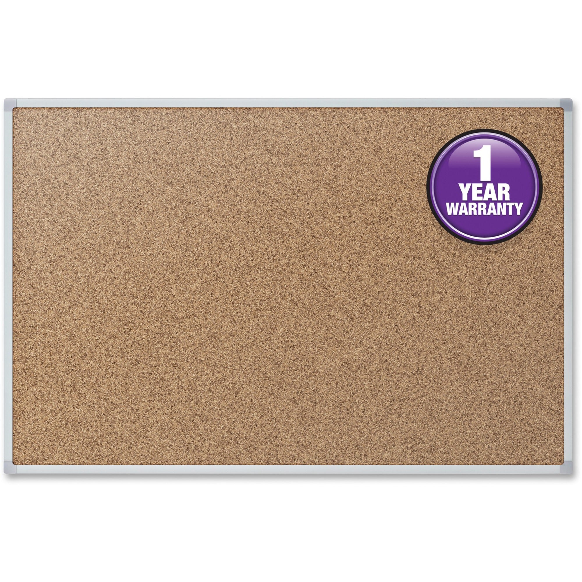 Mead Classic Cork Bulletin Board - 36" Board Height x 48" Board Width - Natural Cork Surface - Self-healing - Silver Aluminum Frame - 1 Each