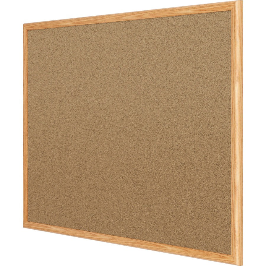 Mead Classic Cork Bulletin Board - 36" Board Height x 24" Board Width - Natural Cork Surface - Self-healing - Oak Aluminum Frame - 1 Each