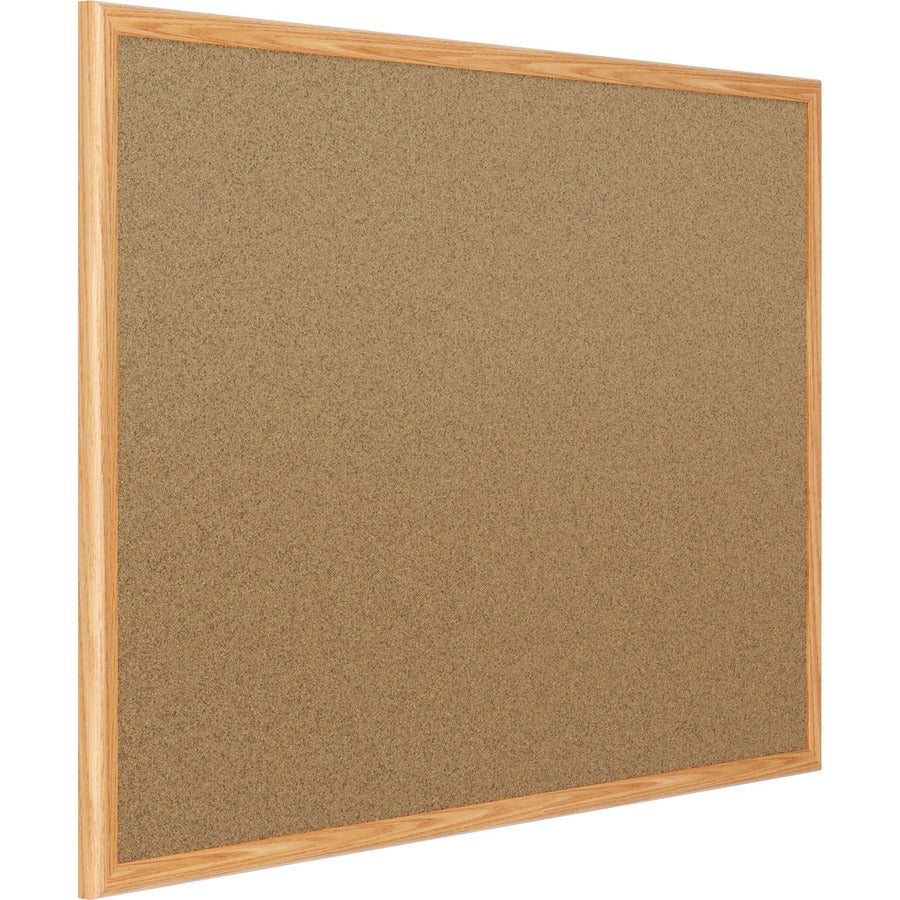 Mead Classic Cork Bulletin Board - 36" Board Height x 24" Board Width - Natural Cork Surface - Self-healing - Oak Aluminum Frame - 1 Each