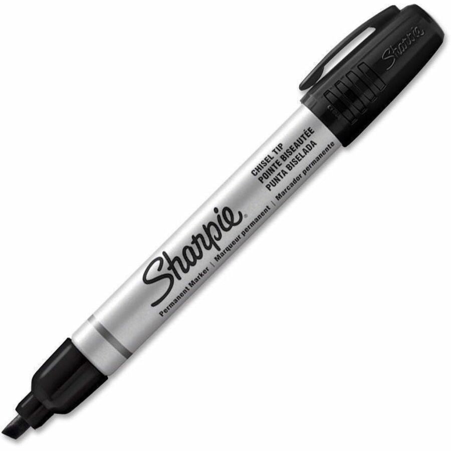 Chisel Marker Point - Black Ink - Metal Barrel - 1 Dozen