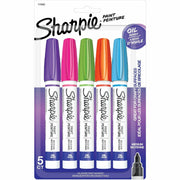 Sharpie Oil-Based Paint Marker - Medium Point - Aqua, Orange, Lime Green, Pink, Purple Ink - Oil Based - 5 / Pack