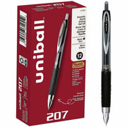 uniball™ 207 Gel Pen - 0.5 mm Micro Pen Point - Refillable - Retractable - Black Ink - Pigment-based - 1 Dozen
